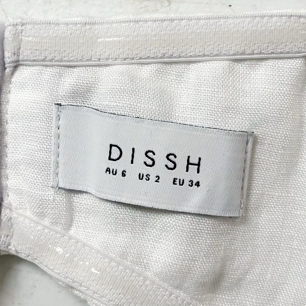 Dissh Aisle Linen Pleated Crop Top in White - Picture 7 of 7